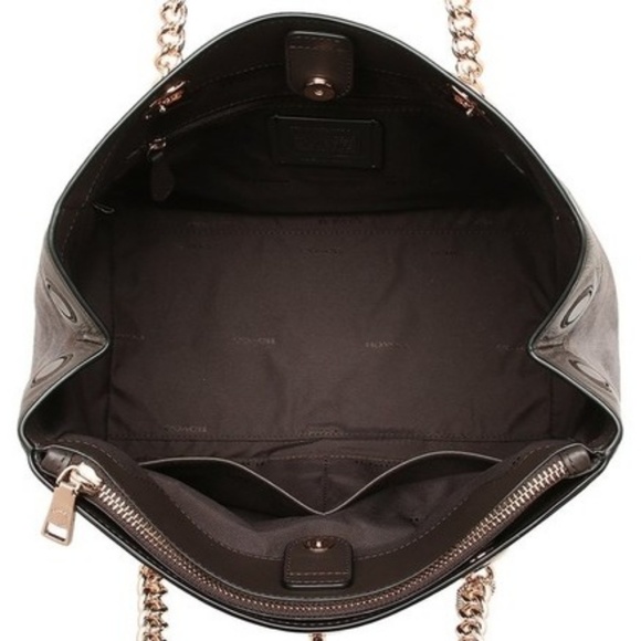 Coach Edie Turnlock carryall purse Chestnut - Picture 3 of 5